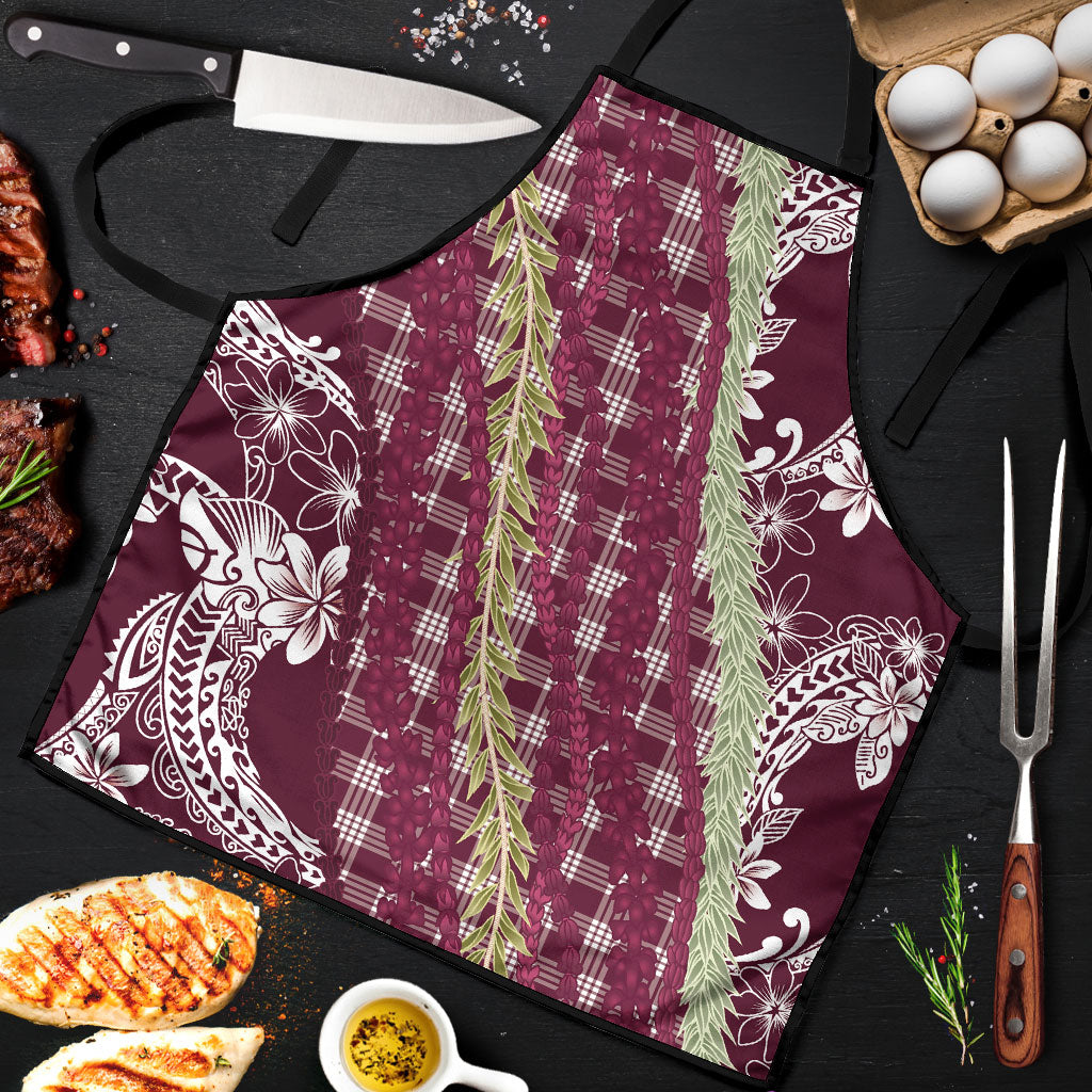 Burgundy Palaka Hawaii Leis Apron Hawaiian-plaid Elegant Tropical Vibes LT14 Burgundy - Polynesian Pride