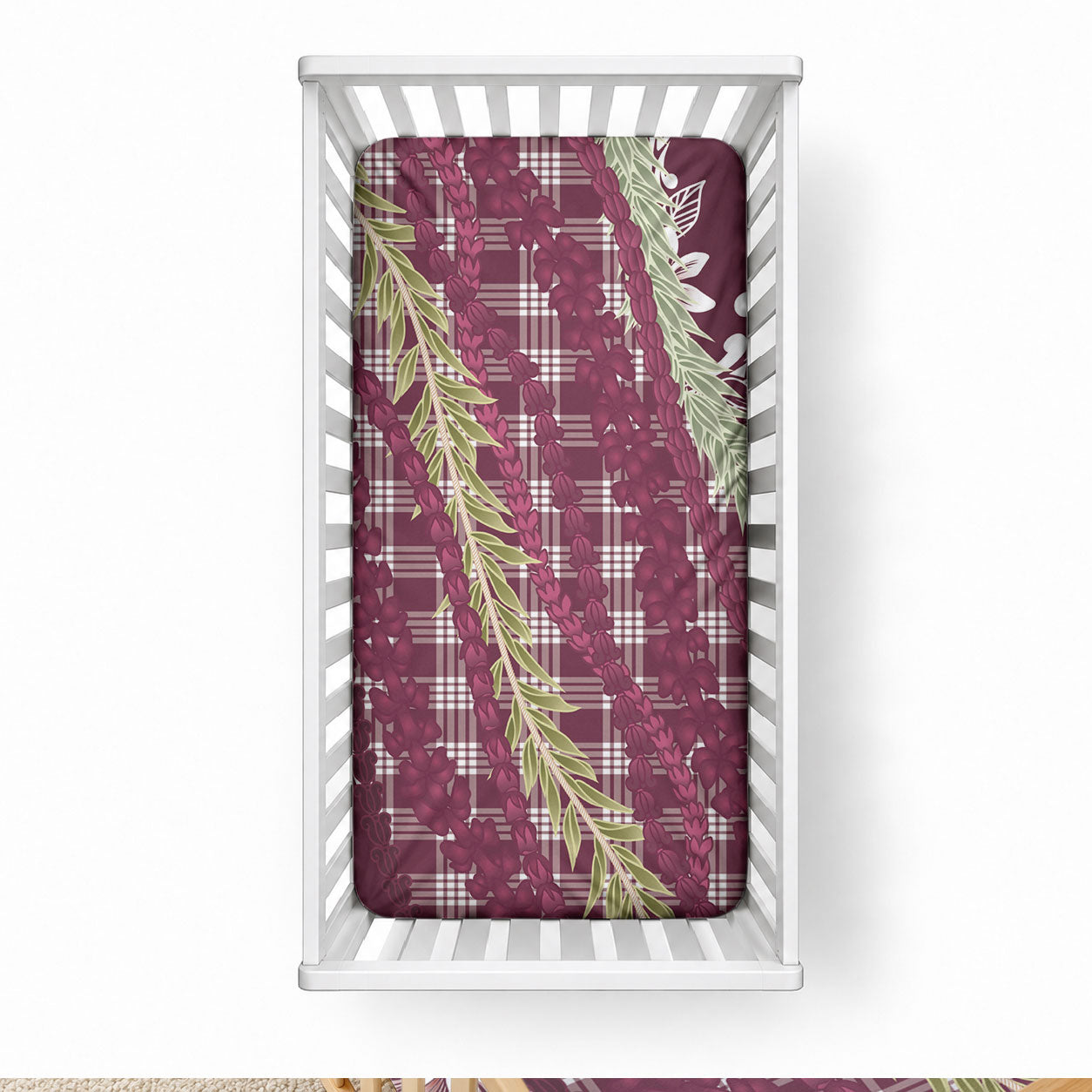 Burgundy Palaka Hawaii Leis Baby Bed Cover Hawaiian-plaid Elegant Tropical Vibes LT14 28 × 52 in Burgundy - Polynesian Pride