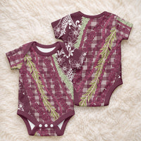 Burgundy Palaka Hawaii Leis Baby Onesie Hawaiian-plaid Elegant Tropical Vibes LT14 - Polynesian Pride