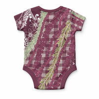 Burgundy Palaka Hawaii Leis Baby Onesie Hawaiian-plaid Elegant Tropical Vibes LT14 - Polynesian Pride
