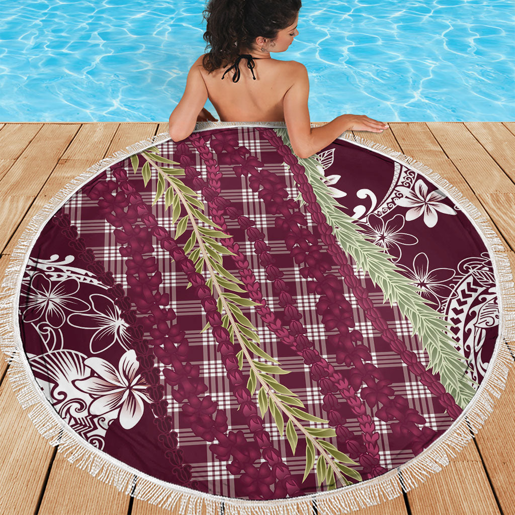 Burgundy Palaka Hawaii Leis Beach Blanket Hawaiian-plaid Elegant Tropical Vibes LT14 - Polynesian Pride