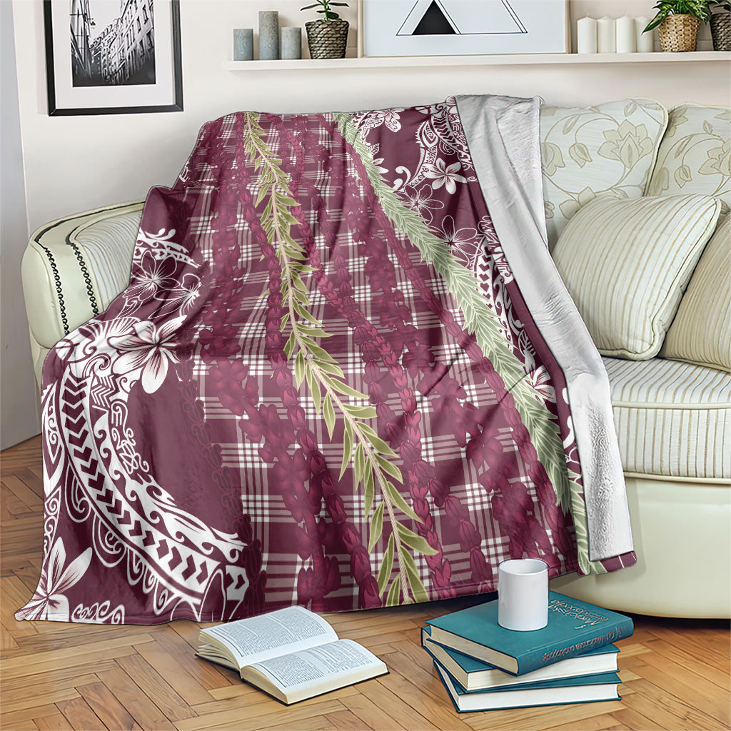 Burgundy Palaka Hawaii Leis Blanket Hawaiian-plaid Elegant Tropical Vibes LT14 Burgundy - Polynesian Pride