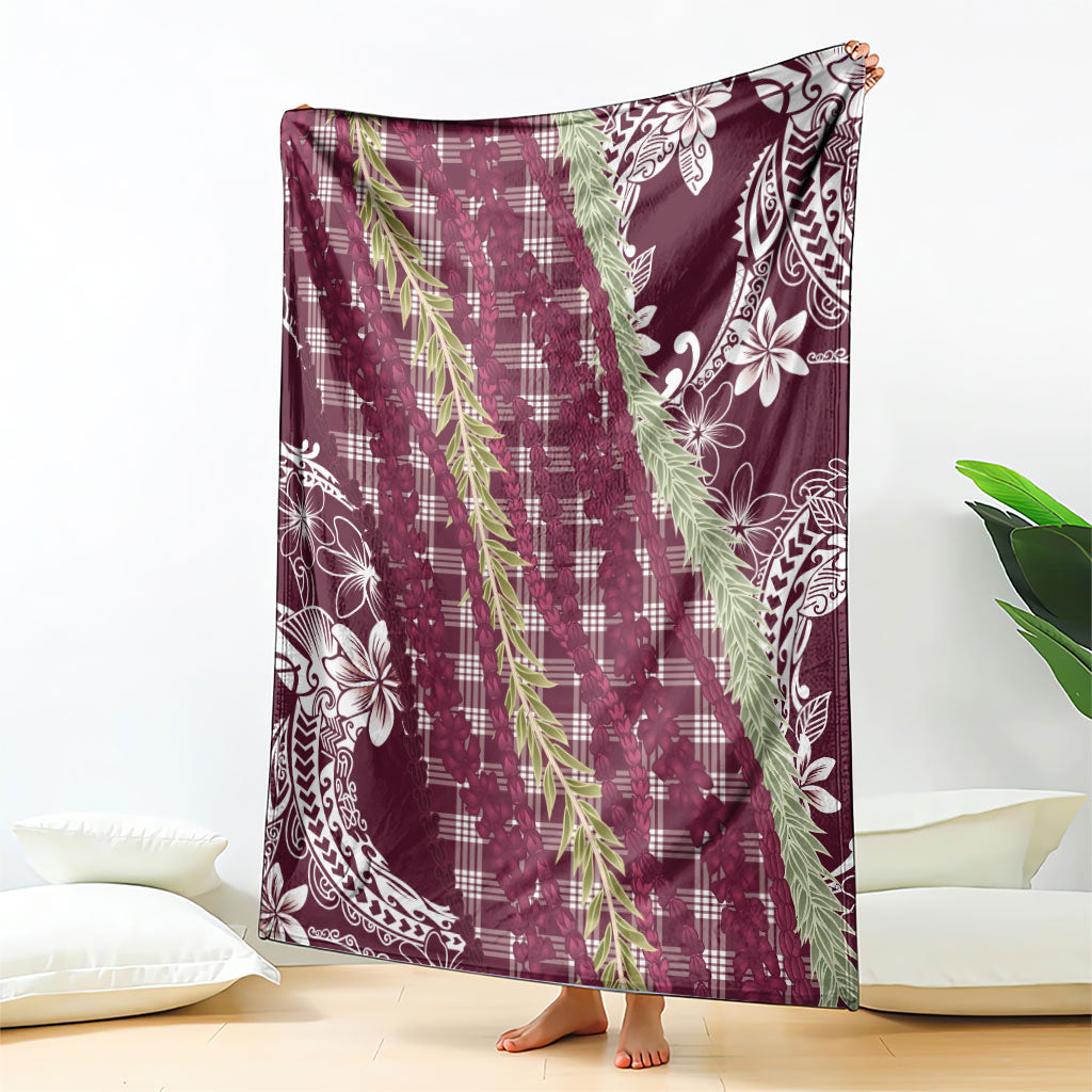 Burgundy Palaka Hawaii Leis Blanket Hawaiian-plaid Elegant Tropical Vibes LT14 - Polynesian Pride