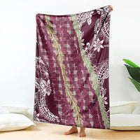 Burgundy Palaka Hawaii Leis Blanket Hawaiian-plaid Elegant Tropical Vibes LT14 - Polynesian Pride