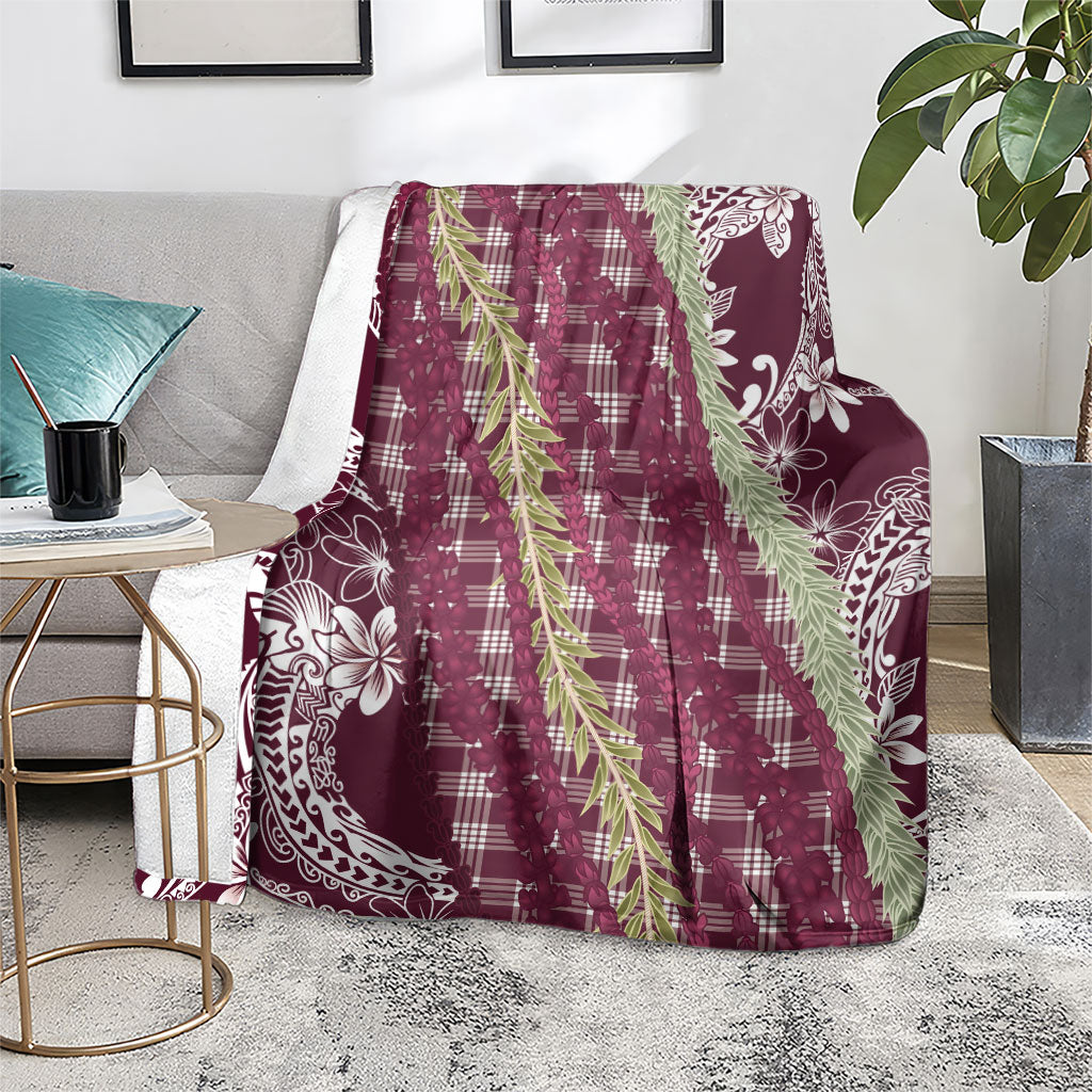 Burgundy Palaka Hawaii Leis Blanket Hawaiian-plaid Elegant Tropical Vibes LT14 - Polynesian Pride