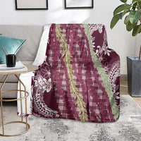 Burgundy Palaka Hawaii Leis Blanket Hawaiian-plaid Elegant Tropical Vibes LT14 - Polynesian Pride