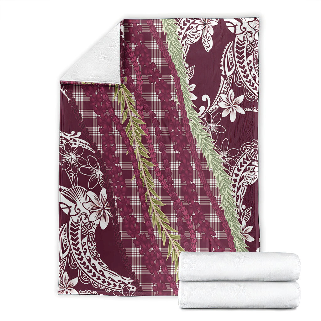 Burgundy Palaka Hawaii Leis Blanket Hawaiian-plaid Elegant Tropical Vibes LT14 - Polynesian Pride