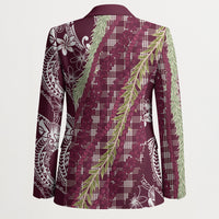 Burgundy Palaka Hawaii Leis Blazer Hawaiian-plaid Elegant Tropical Vibes LT14 - Polynesian Pride
