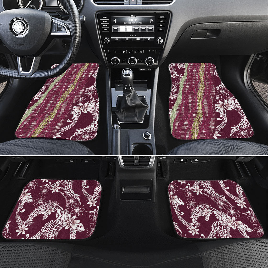 Burgundy Palaka Hawaii Leis Car Mats Hawaiian-plaid Elegant Tropical Vibes LT14 Set 4pcs Burgundy - Polynesian Pride