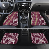 Burgundy Palaka Hawaii Leis Car Mats Hawaiian-plaid Elegant Tropical Vibes LT14 Set 4pcs Burgundy - Polynesian Pride
