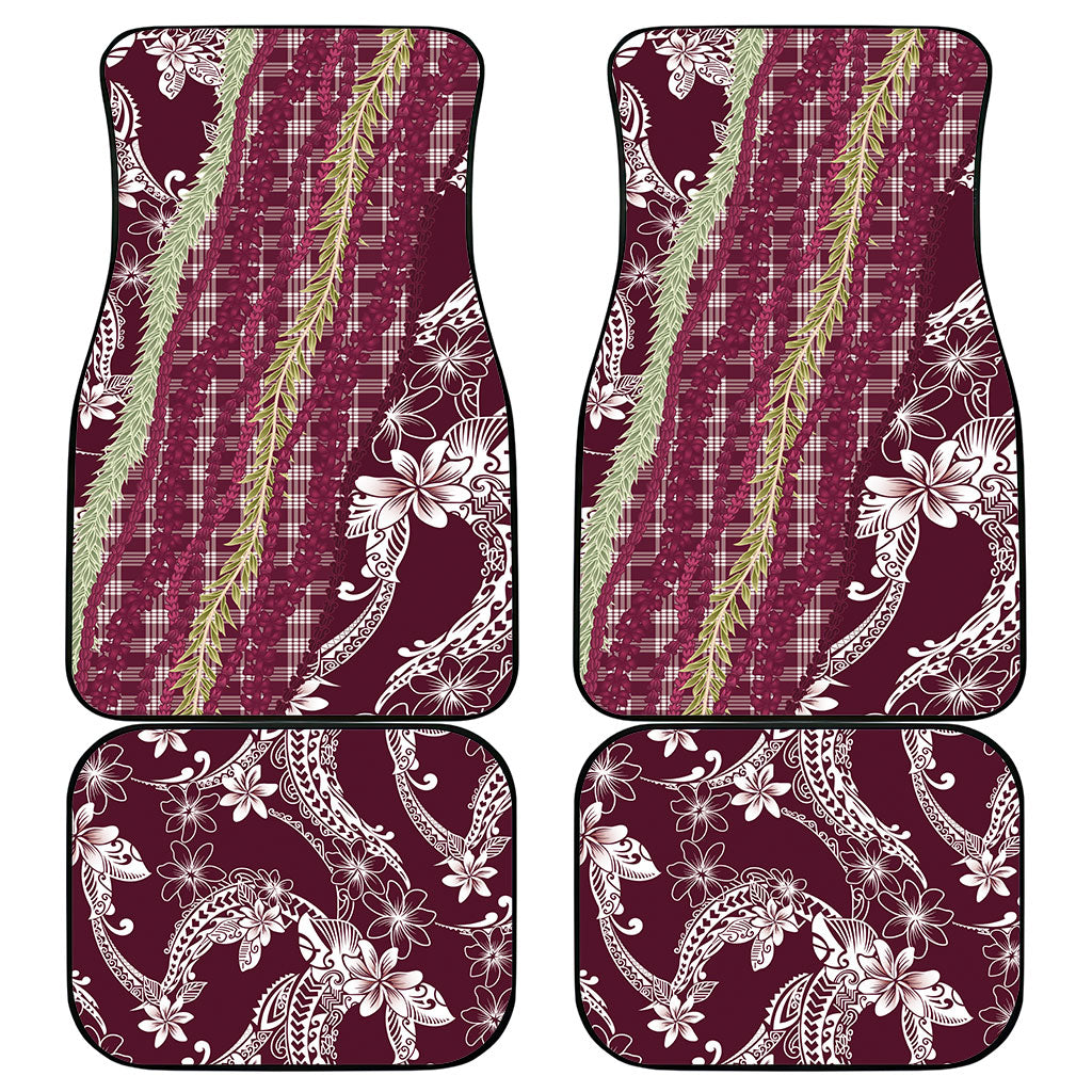 Burgundy Palaka Hawaii Leis Car Mats Hawaiian-plaid Elegant Tropical Vibes LT14 - Polynesian Pride