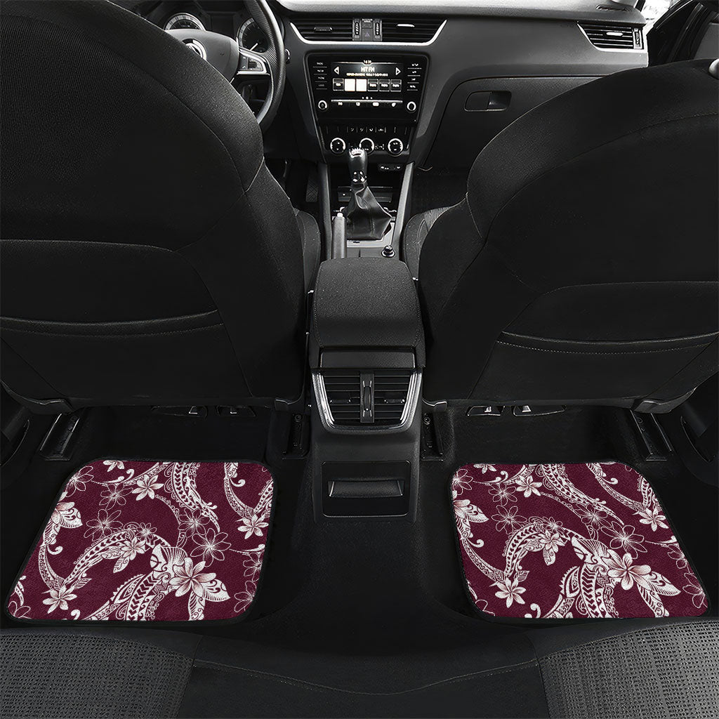 Burgundy Palaka Hawaii Leis Car Mats Hawaiian-plaid Elegant Tropical Vibes LT14 Set 2pcs - Back Burgundy - Polynesian Pride