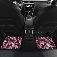 Burgundy Palaka Hawaii Leis Car Mats Hawaiian-plaid Elegant Tropical Vibes LT14 Set 2pcs - Back Burgundy - Polynesian Pride