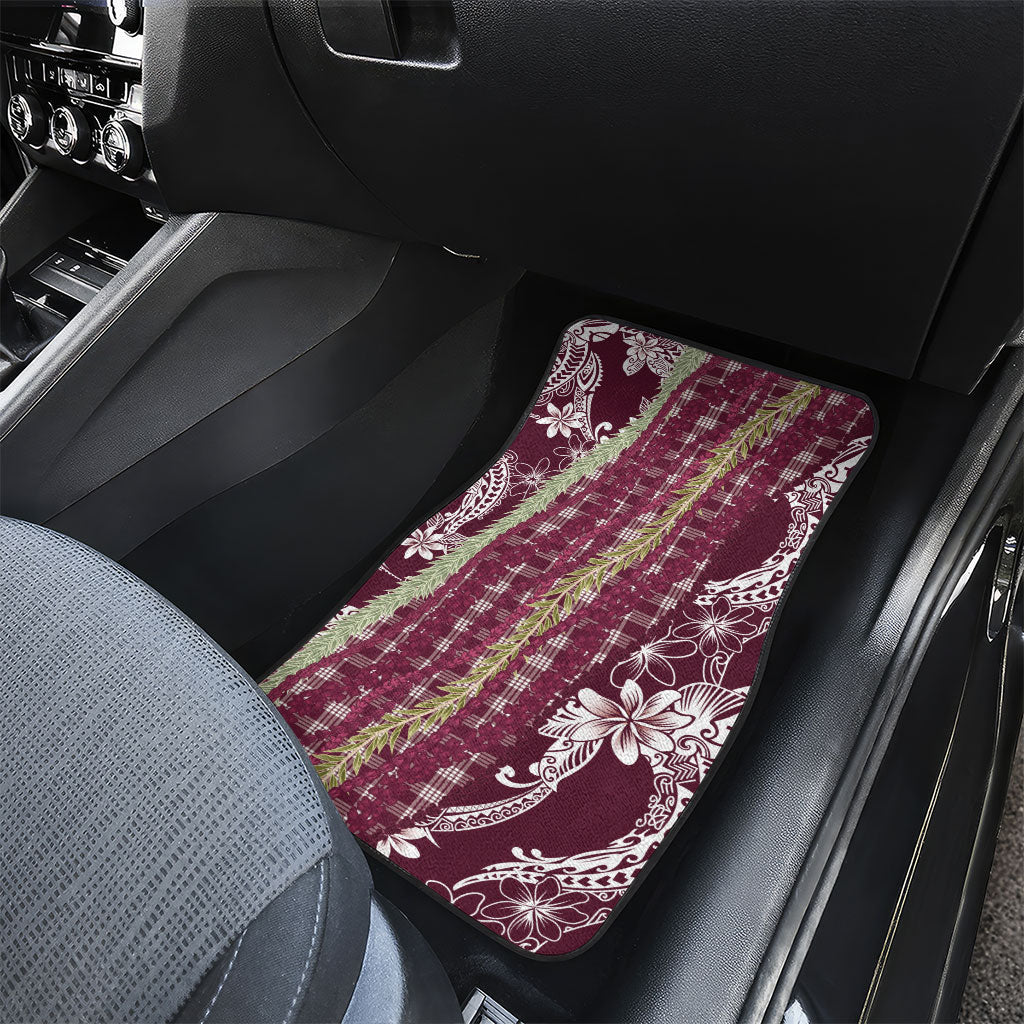 Burgundy Palaka Hawaii Leis Car Mats Hawaiian-plaid Elegant Tropical Vibes LT14 - Polynesian Pride