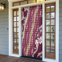 Burgundy Palaka Hawaii Leis Door Cover Hawaiian-plaid Elegant Tropical Vibes LT14 - Polynesian Pride