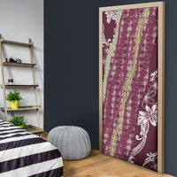 Burgundy Palaka Hawaii Leis Door Cover Hawaiian-plaid Elegant Tropical Vibes LT14 - Polynesian Pride
