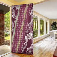 Burgundy Palaka Hawaii Leis Door Cover Hawaiian-plaid Elegant Tropical Vibes LT14 - Polynesian Pride