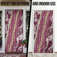 Burgundy Palaka Hawaii Leis Door Cover Hawaiian-plaid Elegant Tropical Vibes LT14 - Polynesian Pride