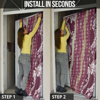 Burgundy Palaka Hawaii Leis Door Cover Hawaiian-plaid Elegant Tropical Vibes LT14 - Polynesian Pride