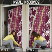 Burgundy Palaka Hawaii Leis Door Cover Hawaiian-plaid Elegant Tropical Vibes LT14 - Polynesian Pride