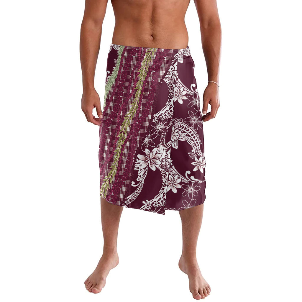 Burgundy Palaka Hawaii Leis Lavalava Hawaiian-plaid Elegant Tropical Vibes