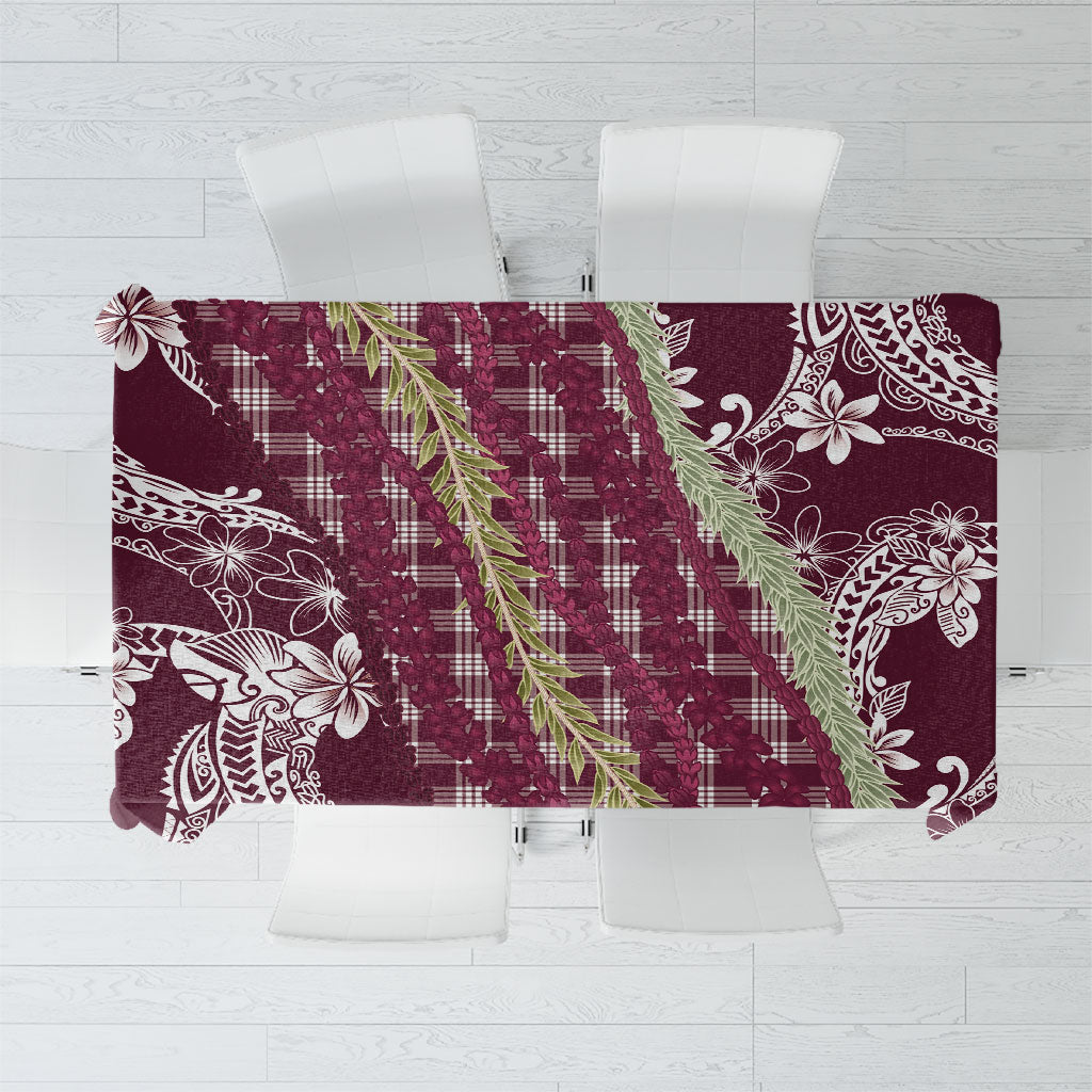 Burgundy Palaka Hawaii Leis Tablecloth Hawaiian-plaid Elegant Tropical Vibes