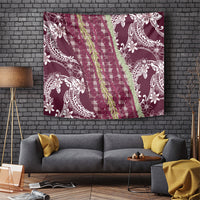 Burgundy Palaka Hawaii Leis Tapestry Hawaiian-plaid Elegant Tropical Vibes LT14 Burgundy - Polynesian Pride