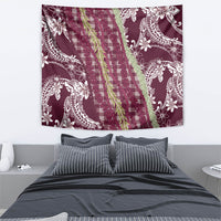 Burgundy Palaka Hawaii Leis Tapestry Hawaiian-plaid Elegant Tropical Vibes LT14 - Polynesian Pride
