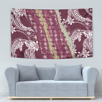 Burgundy Palaka Hawaii Leis Tapestry Hawaiian-plaid Elegant Tropical Vibes LT14 - Polynesian Pride