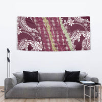 Burgundy Palaka Hawaii Leis Tapestry Hawaiian-plaid Elegant Tropical Vibes LT14 - Polynesian Pride