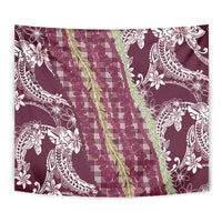 Burgundy Palaka Hawaii Leis Tapestry Hawaiian-plaid Elegant Tropical Vibes LT14 - Polynesian Pride