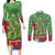 Kakapo New Zealand Christmas Couples Matching Long Sleeve Bodycon Dress and Long Sleeve Button Shirt Meri Kirihimete Pohutukawa - Green Color