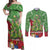 Kakapo New Zealand Christmas Couples Matching Off Shoulder Maxi Dress and Long Sleeve Button Shirt Meri Kirihimete Pohutukawa - Green Color