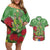 Kakapo New Zealand Christmas Couples Matching Off Shoulder Short Dress and Hawaiian Shirt Meri Kirihimete Pohutukawa - Green Color