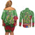 Kakapo New Zealand Christmas Couples Matching Off Shoulder Short Dress and Long Sleeve Button Shirt Meri Kirihimete Pohutukawa - Green Color