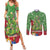 Kakapo New Zealand Christmas Couples Matching Summer Maxi Dress and Long Sleeve Button Shirt Meri Kirihimete Pohutukawa - Green Color