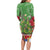 Kakapo New Zealand Christmas Family Matching Long Sleeve Bodycon Dress and Hawaiian Shirt Meri Kirihimete Pohutukawa - Green Color