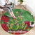 Kakapo New Zealand Christmas Round Carpet Meri Kirihimete Pohutukawa - Green Color