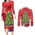 Kakapo New Zealand Christmas Couples Matching Long Sleeve Bodycon Dress and Long Sleeve Button Shirt Meri Kirihimete Pohutukawa - Red Color