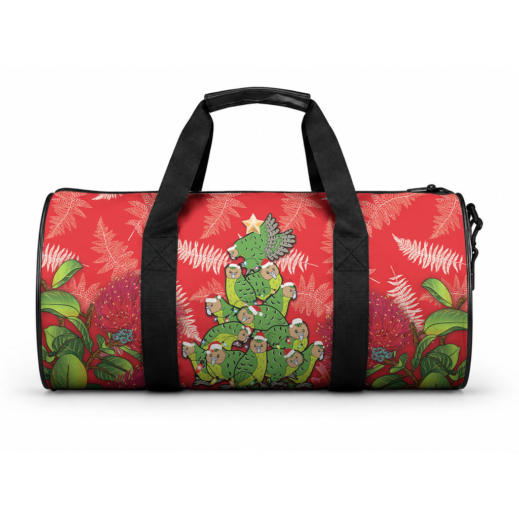 Kakapo New Zealand Christmas Duffle Bag Meri Kirihimete Pohutukawa - Red Color LT14 One size Red - Polynesian Pride