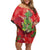 Kakapo New Zealand Christmas Family Matching Off Shoulder Short Dress and Hawaiian Shirt Meri Kirihimete Pohutukawa - Red Color