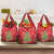 Kakapo New Zealand Christmas Grocery Bag Meri Kirihimete Pohutukawa - Red Color