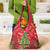 Kakapo New Zealand Christmas Grocery Bag Meri Kirihimete Pohutukawa - Red Color