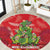 Kakapo New Zealand Christmas Round Carpet Meri Kirihimete Pohutukawa - Red Color