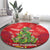 Kakapo New Zealand Christmas Round Carpet Meri Kirihimete Pohutukawa - Red Color