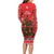 Kiwi New Zealand Christmas Family Matching Long Sleeve Bodycon Dress and Hawaiian Shirt Meri Kirihimete Silver Fern - Red Color