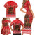 Kiwi New Zealand Christmas Family Matching Short Sleeve Bodycon Dress and Hawaiian Shirt Meri Kirihimete Silver Fern - Red Color