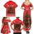 Kiwi New Zealand Christmas Family Matching Summer Maxi Dress and Hawaiian Shirt Meri Kirihimete Silver Fern - Red Color