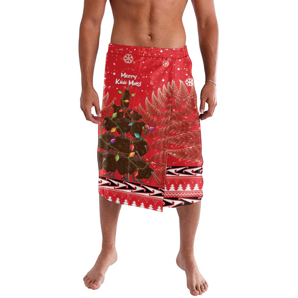 Kiwi New Zealand Christmas Lavalava Meri Kirihimete Silver Fern - Red Color LT14 Red - Polynesian Pride