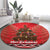 Kiwi New Zealand Christmas Round Carpet Meri Kirihimete Silver Fern - Red Color